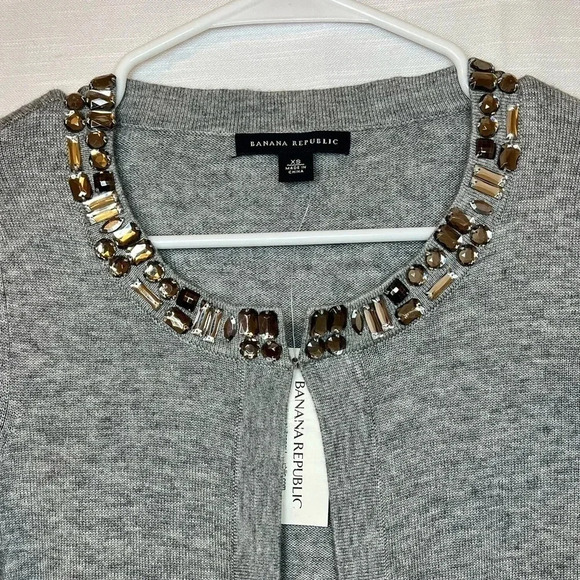 NWT Banana Republic Gem Stone Embellished Sweater Wool - Picture 2 of 6